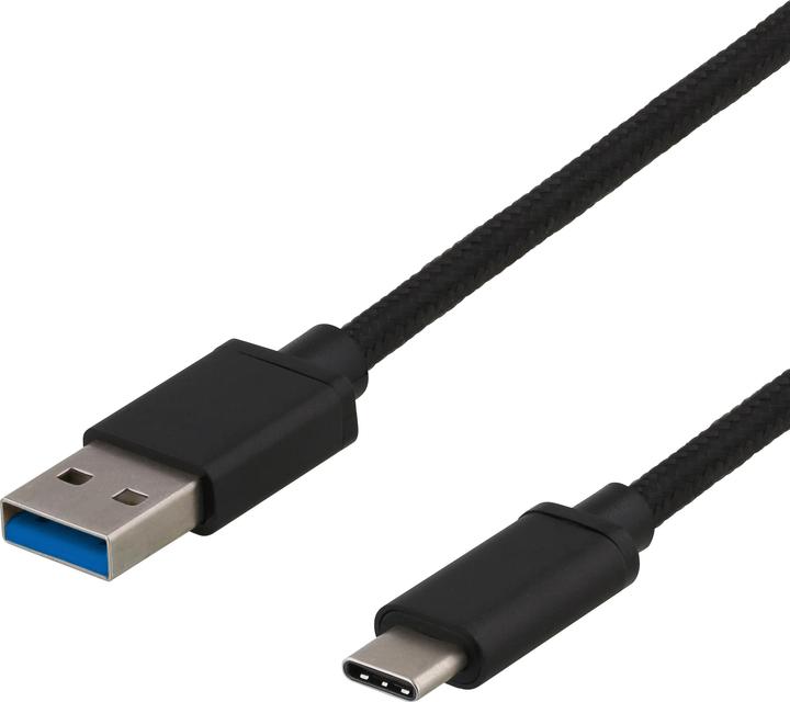 Image du produit Deltaco USB 3.1 Gen1 braided USB-A - USB-C cable 0.25m 60W 3A black (0.25 m, 60 W)