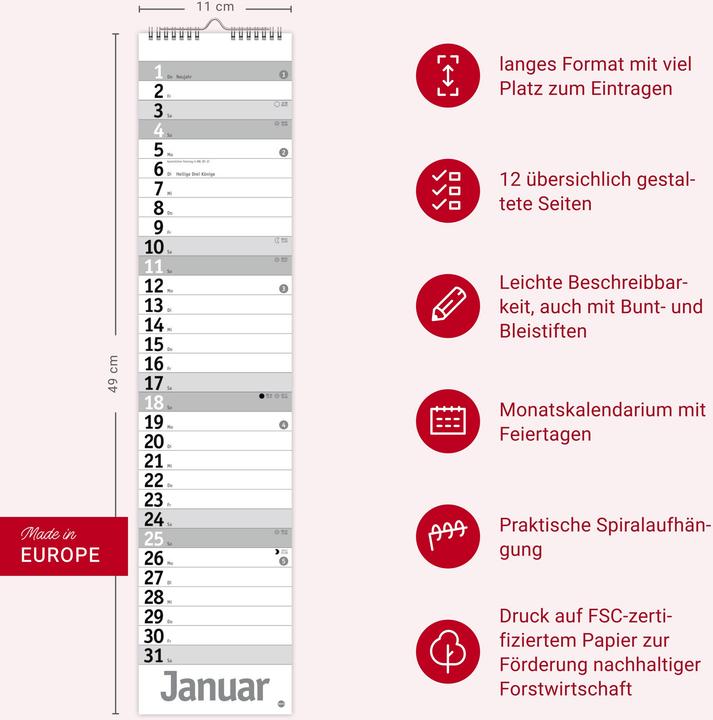 Produktbild Langplaner, silber 2026 (11 x 49 cm)