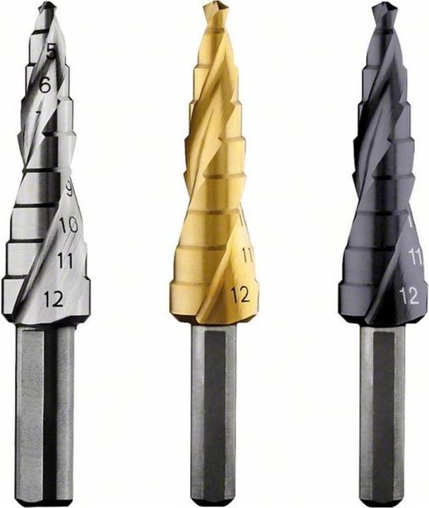 Actual product image Bosch Professional Zubehör Step drill HSS-TiN, 4 - 12 mm, 6 mm, 65 mm, 9 steps (6 mm)