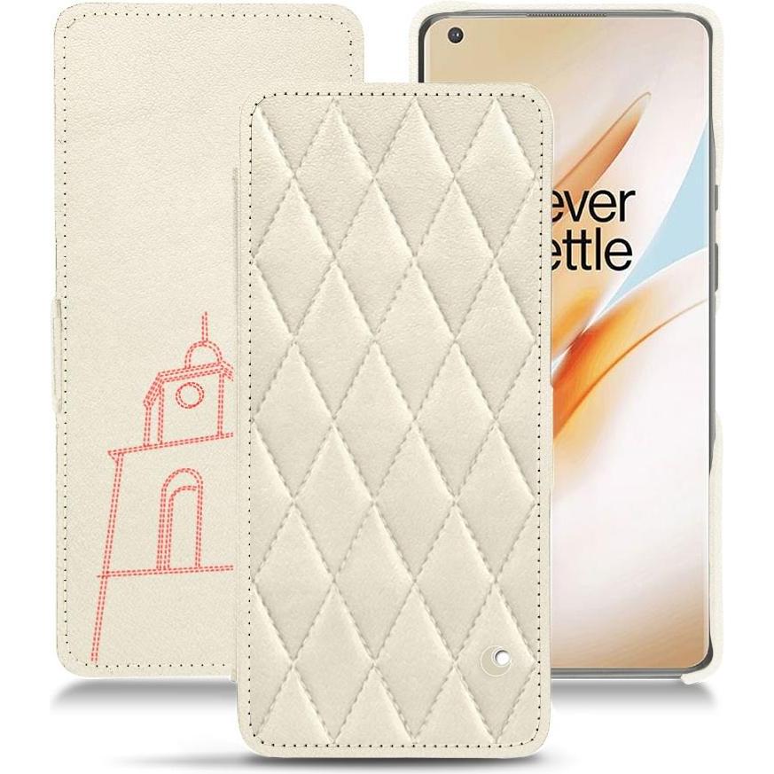 Noreve Lederschutzhülle horizontal (OnePlus 8 Pro), Smartphone Hülle, Weiss