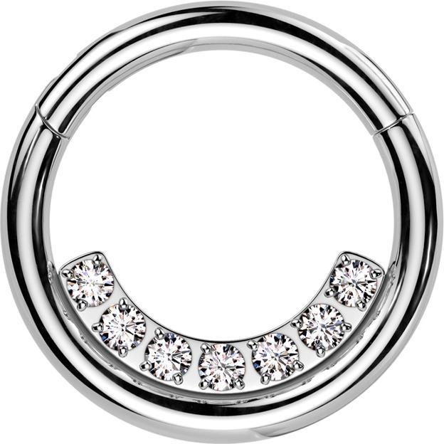 Produktbild Star Piercing Micro Segmentring klappbar silber innen Kristalle silber (Chirurgenstahl 316L)