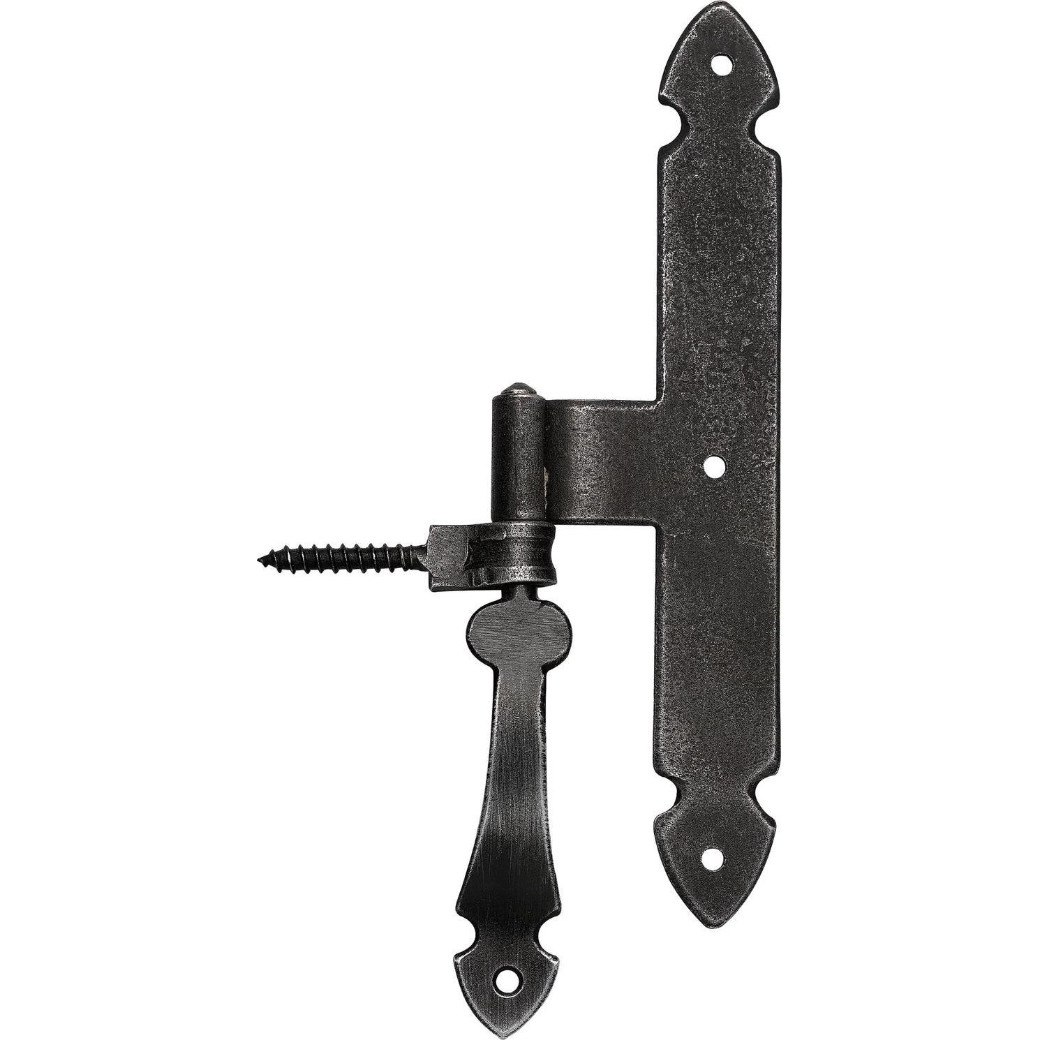 Schörghofer & Frehe, Türbeschlag + Scharnier, Fenstermittelband Kufstein, Eisen schwarz verzinkt, alt gebürstet*