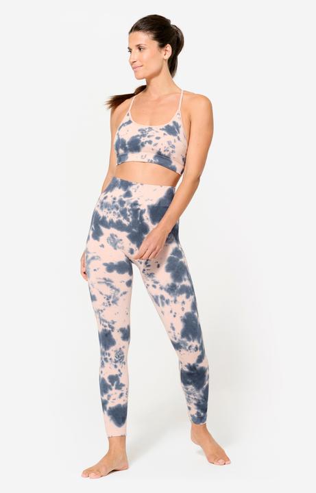 Produktbild Decathlon Sport-Bustier Damen gerippt nahtlos leichter Halt - rosa/blau Print (M)