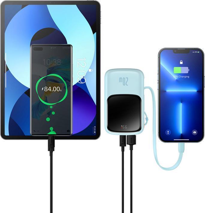 Image du produit Baseus Banque d'alimentation Qpow Pro, 20000mAh, 20W, QC + PD, Bleu (20000 mAh, 20 W)