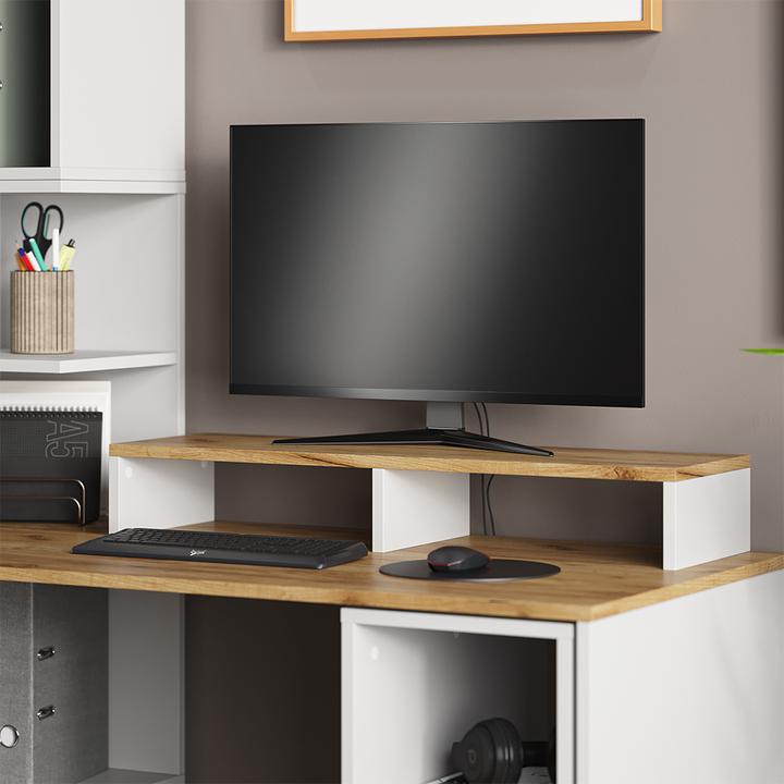 Immagine prodotto Vicco Monitorständer Tomy, Weiss/Goldkraft Eiche, 80 x 12 cm