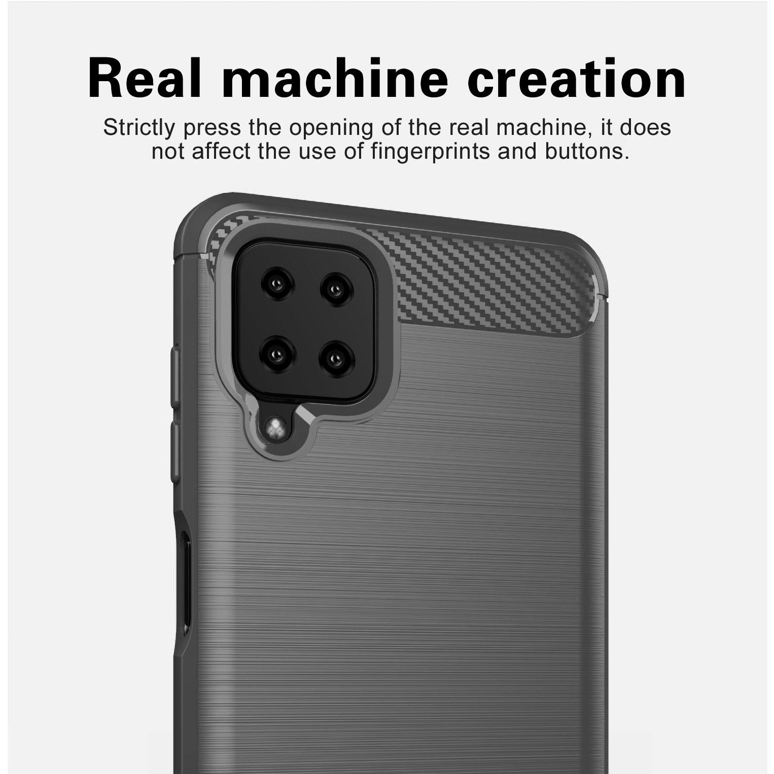Thumbnail - Cadorabo TPU Ultra Slim carbon edelstahl Kombi Cover (Samsung Galaxy A12, Samsung Galaxy M12), Smartphone Hülle, Grau