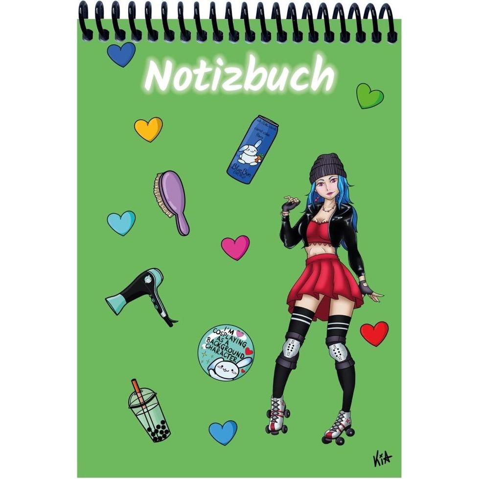 E & Z, Heft + Block, A 5 Notizbuch Manga Enora, grün, linier (A5, Liniert)