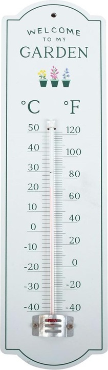 Actual product image Something Different Welcome To My Garden Metal Wall Thermometer