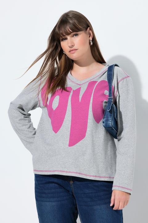 Produktbild Ulla Popken Sweatshirt, Love, A-Linie, V-Ausschnitt, Langarm (46, 48)