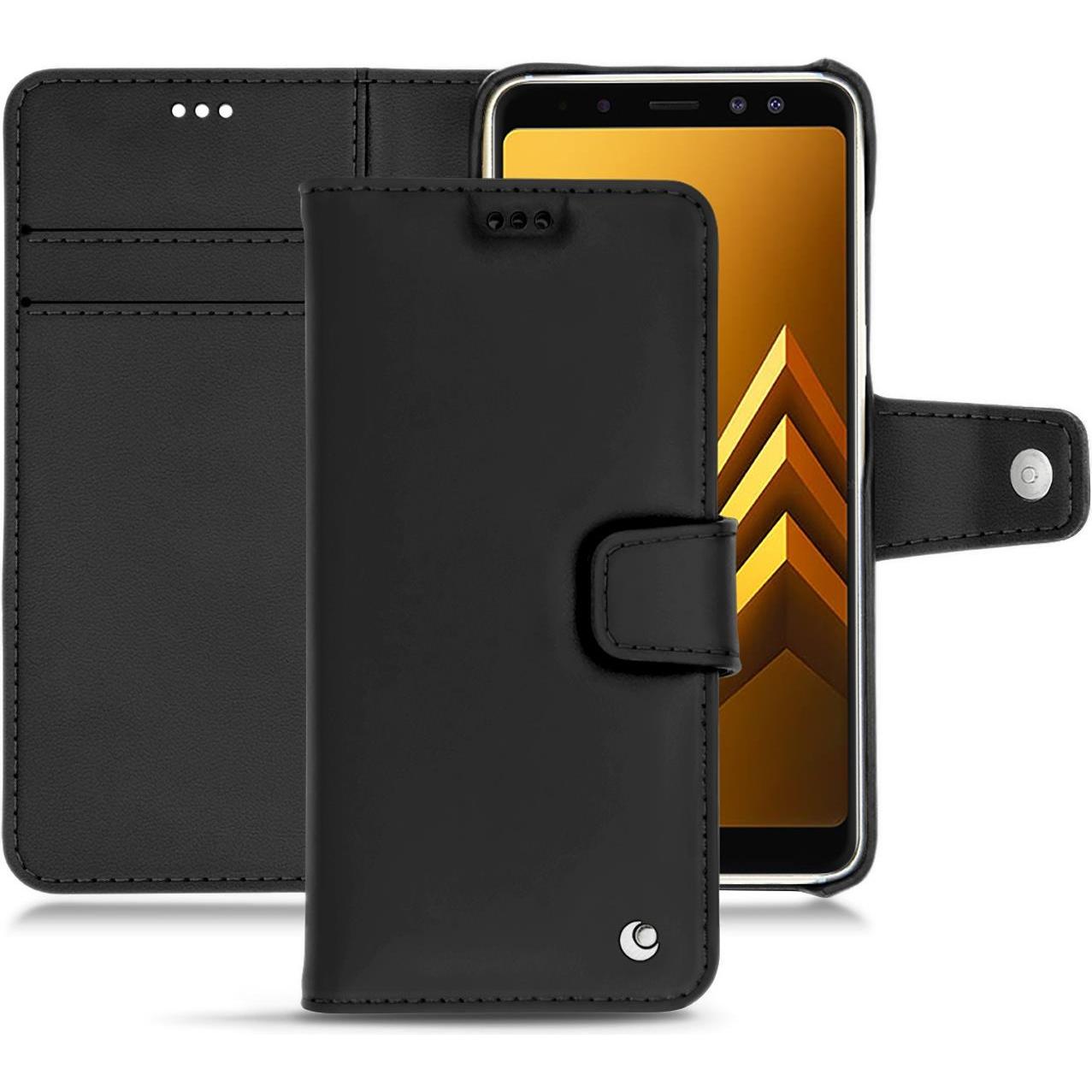 Noreve Lederschutzhülle Wallet (Samsung Galaxy A8 (2018)), Smartphone Hülle, Schwarz