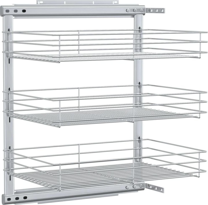 Immagine prodotto Diverse Hardware 3-stufiger Ausziehbarer Küchen-Drahtkorb Silbern 47x35x56 cm (1 x, 47 x 35 x 56 cm)