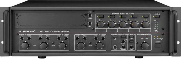 Monacor ELA-Verstärker PA-1240 240 W 5-Zonen (Verstärker)