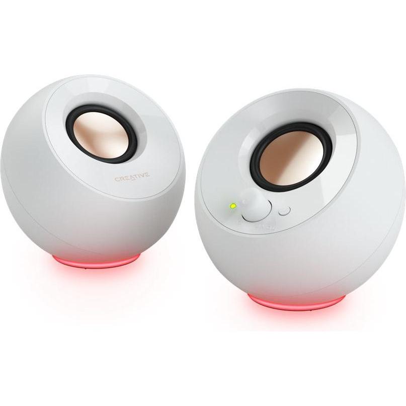Creative Pebble SE 2.0 USB-C-betriebene PC-Lautsprecher mit RGB-Beleuchtung, Weiss, Altoparlante PC, Bianco