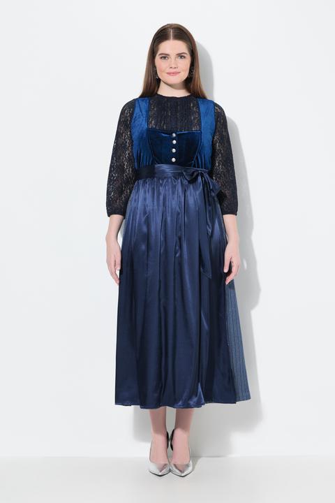 Produktbild Ulla Popken Dirndl, Stretch-Samt, Carré-Ausschnitt, ärmellos (54)