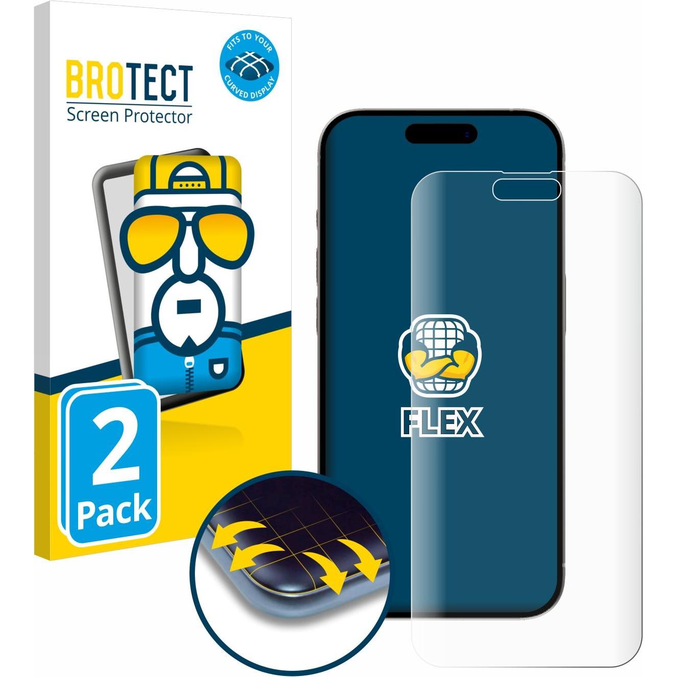 BROTECT Full-Cover Displayschutz (2 Stück, Apple iPhone 15 Plus), Smartphone Schutzfolie, Transparent