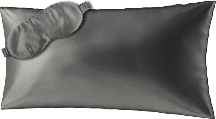 Image du produit Ailoria BEAUTY SLEEP SET Oreiller à fermeture éclair en soie (40x80) (anthracite) avec masque pour les yeux (Taie d'oreiller, 40 x 80 cm)