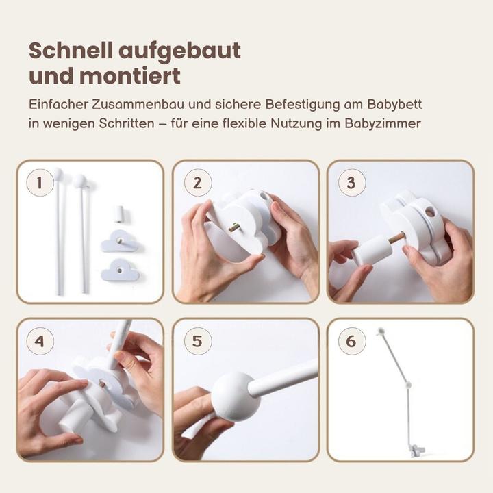 Image du produit Hermex Mobile Halterung Babybett Wolken Glockenhalter Spieluhr Arm