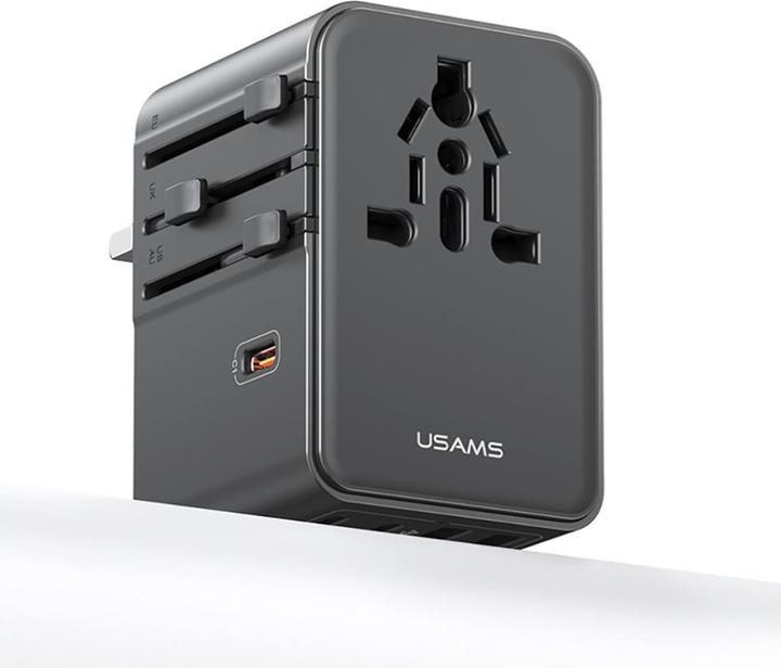 Productafbeelding Usams Travel Charger Adapter CC310 3xUSB-C 70W 4in1 US/AU/EU/UK black (70 W)