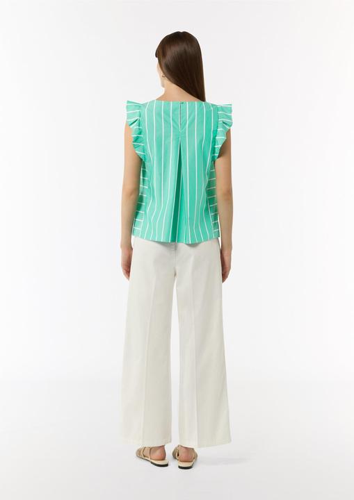 Produktbild Comma Bluse Gestreifte Baumwollbluse mit Volants (44)
