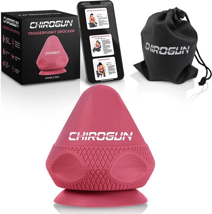 Actual product image ChiroGun Trigger Point Pusher with Suction Cup & Pouch Red