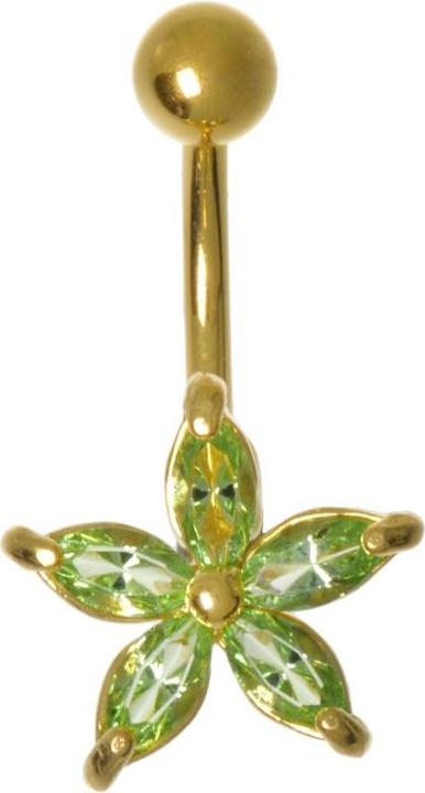 Produktbild Bijouteria Bauchpiercing (Messing rhodiniert, Zirkonia, PVD Beschichtung (goldfarbig))