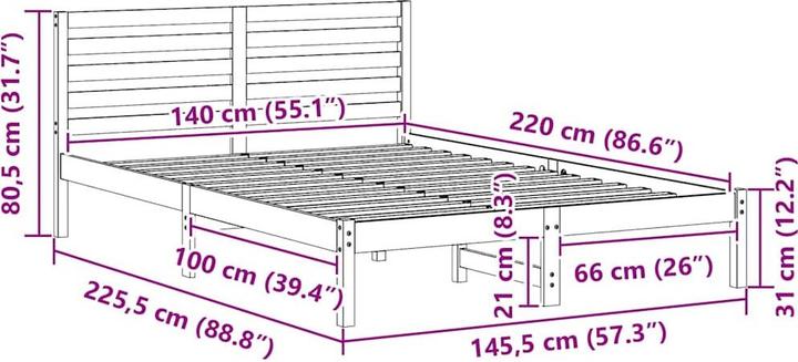 Image du produit vidaXL Plattformbettgestell (140 x 220 cm)