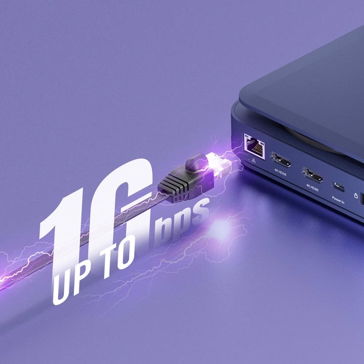 Produktbild j5Create JCD3196-N, Kabelgebunden, USB 3.2 Gen 2 (3.1 Gen 2) Type-C, 140 W, 1000 Mbit/s, Blau, Dark (USB-C)