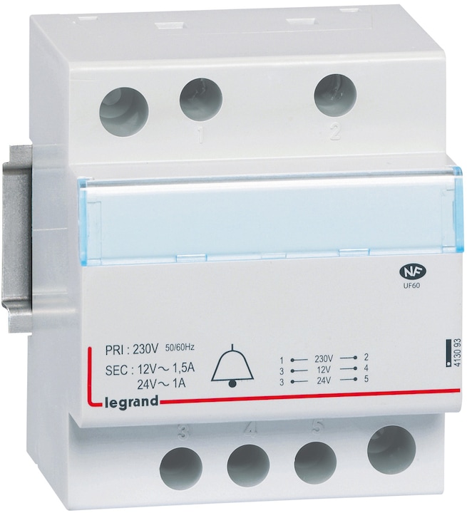 Image du produit Legrand LEG 413093 Transformateur de sonnerie 24/12V 1/1,5A