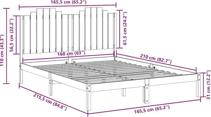 Image du produit vidaXL Bettrahmen (160 x 210 cm)