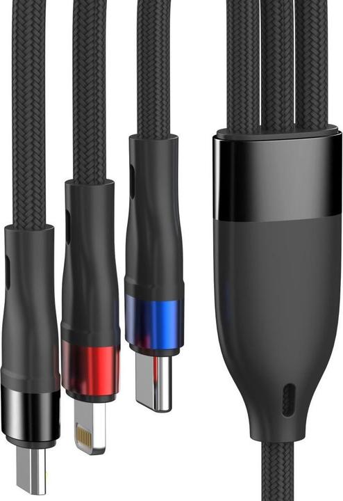 Image du produit 3MK - Data Cable Hyper N-Series 3in1 - USB to Type-C, Lightning, Micro, 18W, 9V/2A, 1.2m - Black (1.20 m, USB 2.0, 18 W)