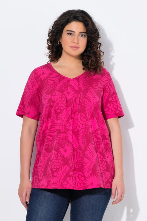 Produktbild Ulla Popken T-Shirt, Federn, A-Linie, V-Ausschnitt, Halbarm (62)