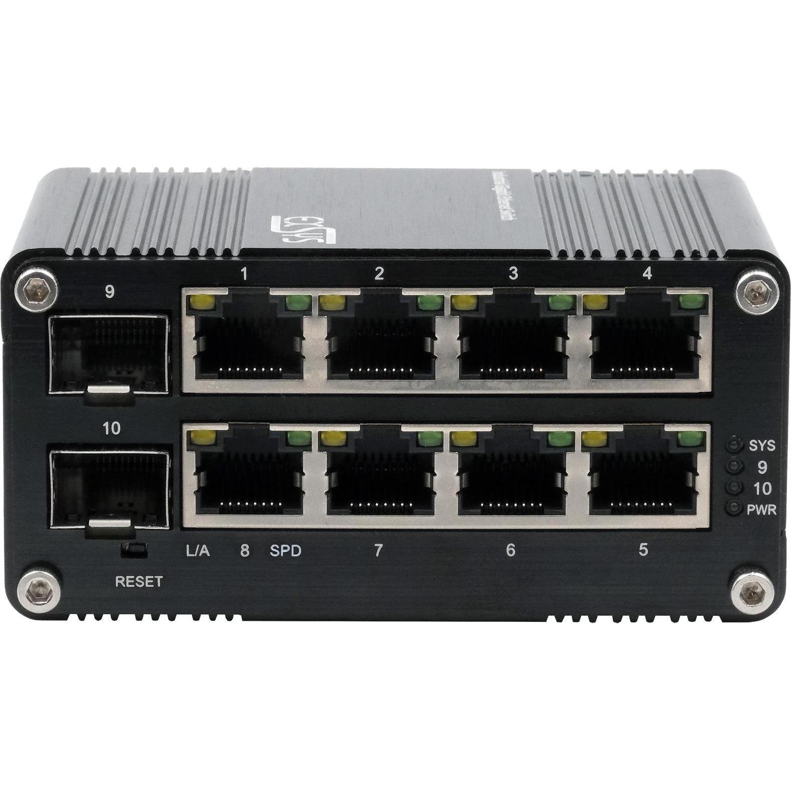 Exsys Mini switch gestito via web 8x 1 Gbps + 2x SFP (10 porte), Switch di rete, Nero