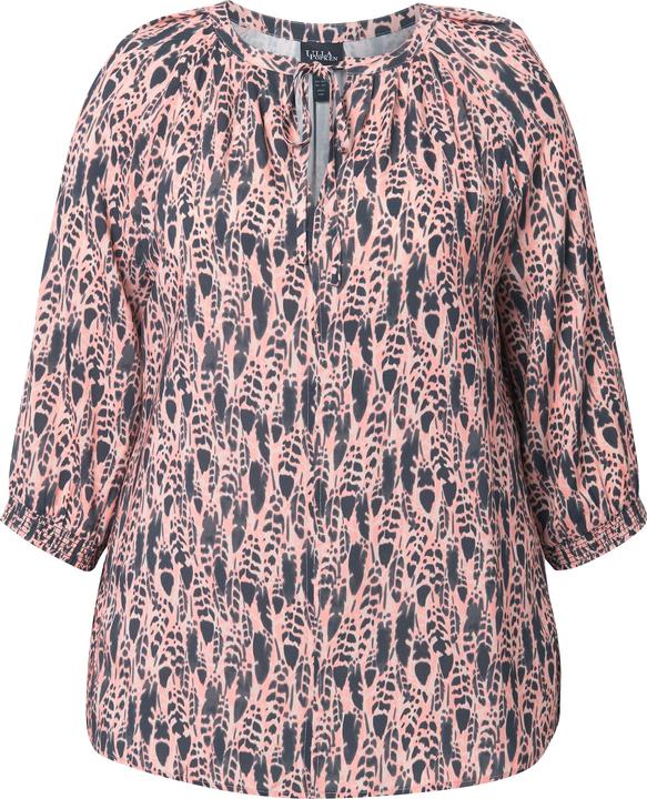 Immagine prodotto Ulla Popken Blusa con piume, scollo a tunica e maniche a 3/4 (58)