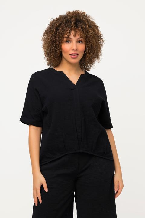 Produktbild Ulla Popken Musselin-Bluse, Oversized, Tunika-Ausschnitt, Halbarm (50, 52)