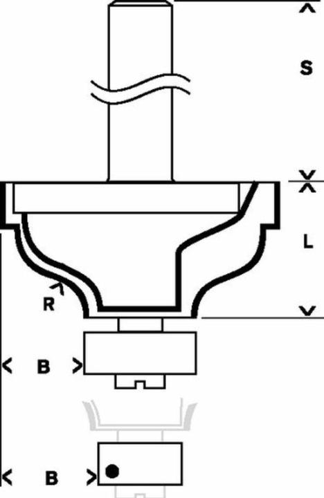 Produktbild Bosch Professional Zubehör Kantenformfräser A, 8 mm, R1 4,8 mm, B 11 mm, L 14,3 mm, G 57 mm