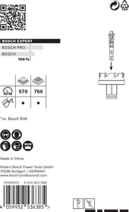Image du produit Bosch Professional Zubehör Scie cloche Expert Sheet Metal, 21 x 40 mm (21 millimètres)