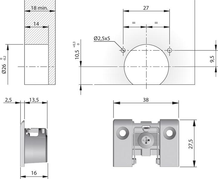 Actual product image Italiana Ferramenta Klappenscharnier Kimana vernickelt
