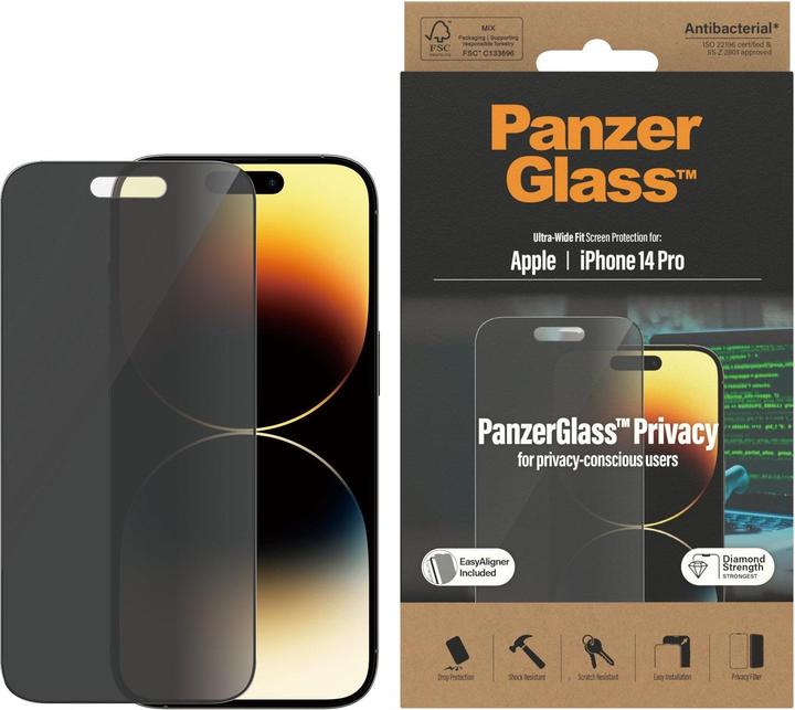 Immagine prodotto PanzerGlass Pellicola protettiva Ultra Wide Fit Privacy iPhone 14 Pro (1 pz., Apple iPhone 14 Pro)
