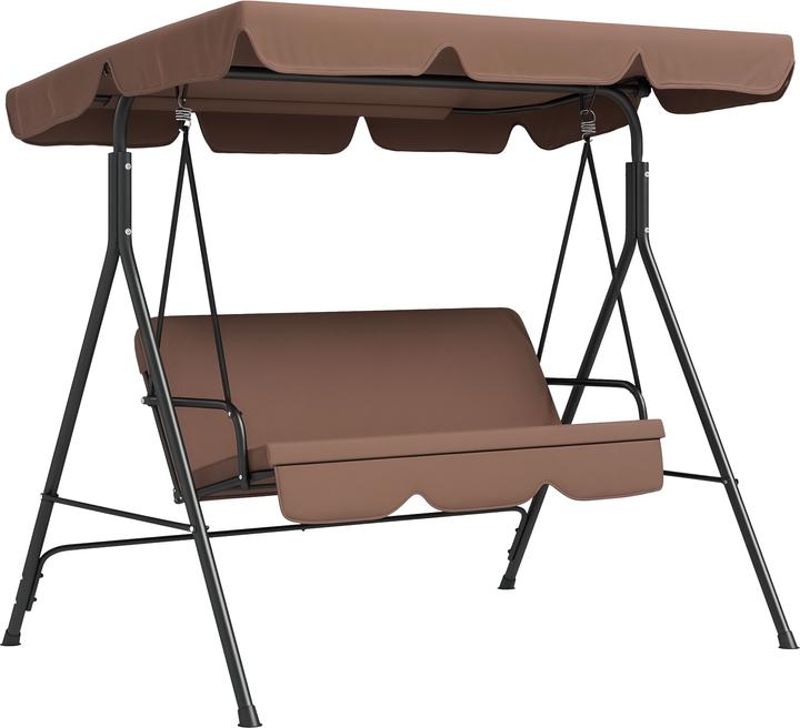 Outsunny Hollywoodschaukel Stahl, Polyester Braun