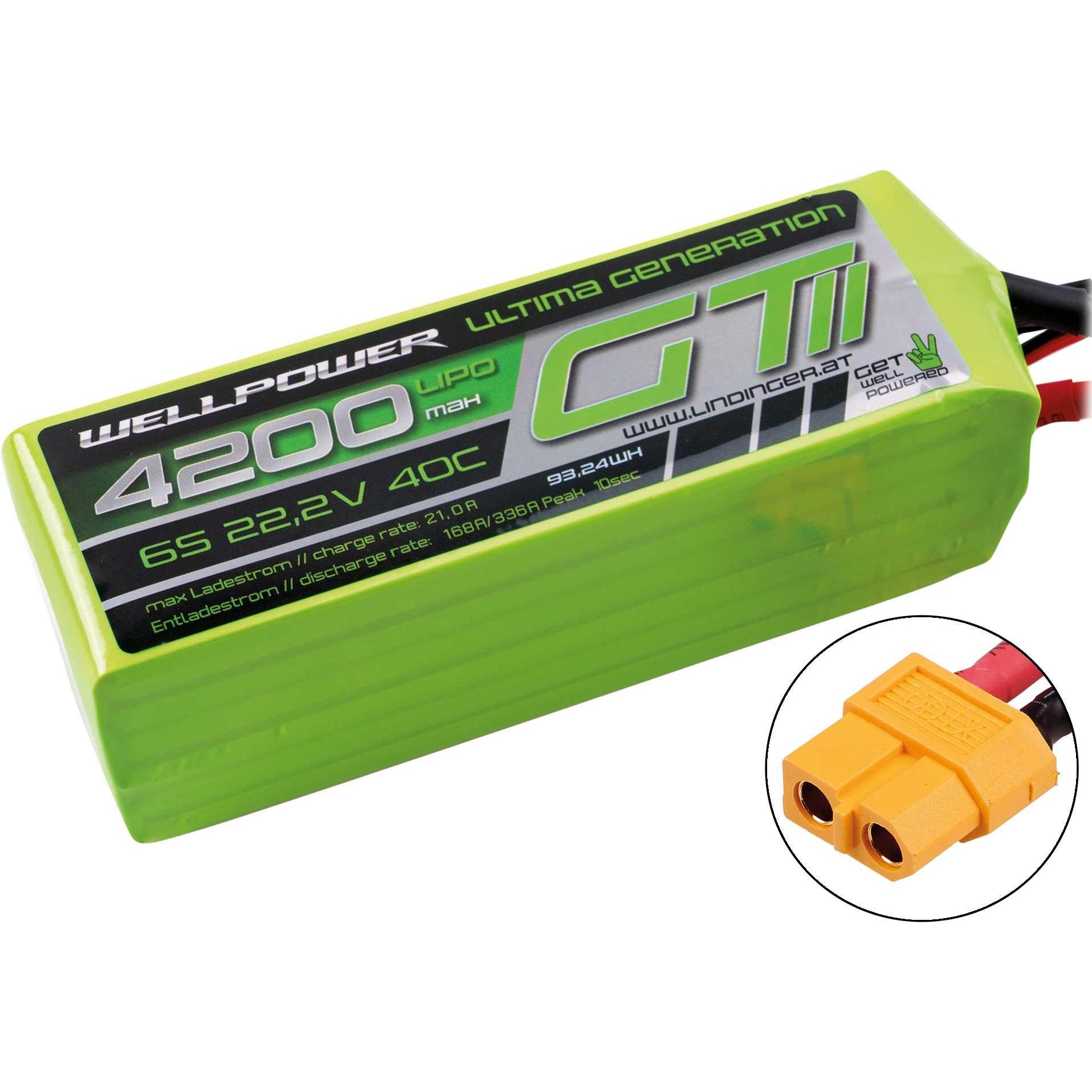 Thumbnail - Wellpower LIPO AKKU ULTIMA GT II 4200 MAH / 22,2 Volt 6S 40/80C CH5/8 xt-60 (22.20 V, 4200 mAh)