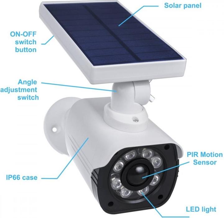 Produktbild Comm-Tec Atrapa kamery SOL1800S solarna, migająca dioda, czujnik ruchu, oświetlenie LED