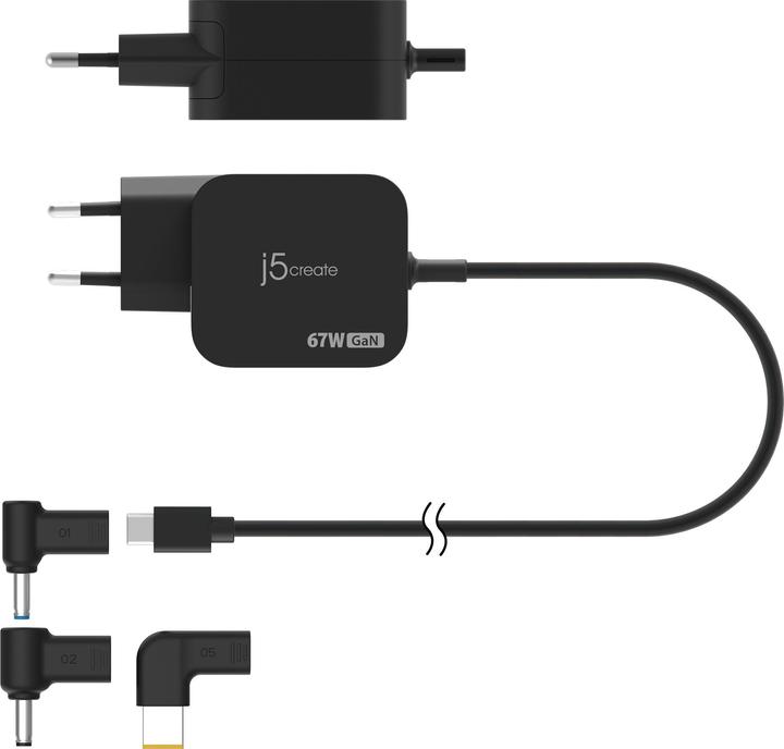 Image du produit j5Create JUP1565DCE3A-EN Mini chargeur PD 67W USB-C® GaN avec 3 types de connecteurs CC - EU (67 W)