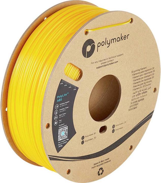 Produktbild Polymaker PE01006 PolyLite Filament ABS geruchsarm 1.75 mm 1000 g Gelb 1 St. (ABS, 1.75 mm, 1000 g, Gelb)
