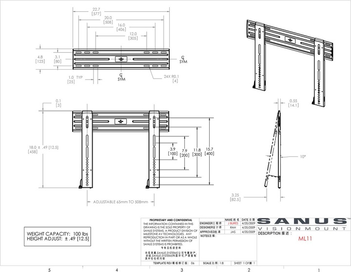 Produktbild Sanus Ml11 (Wand, 50", 45 kg)