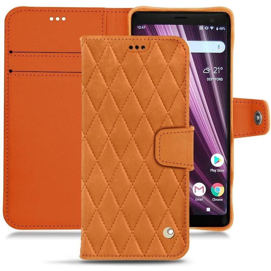 Noreve Lederschutzhülle Wallet (Sony Xperia XZ3), Smartphone Hülle, Orange