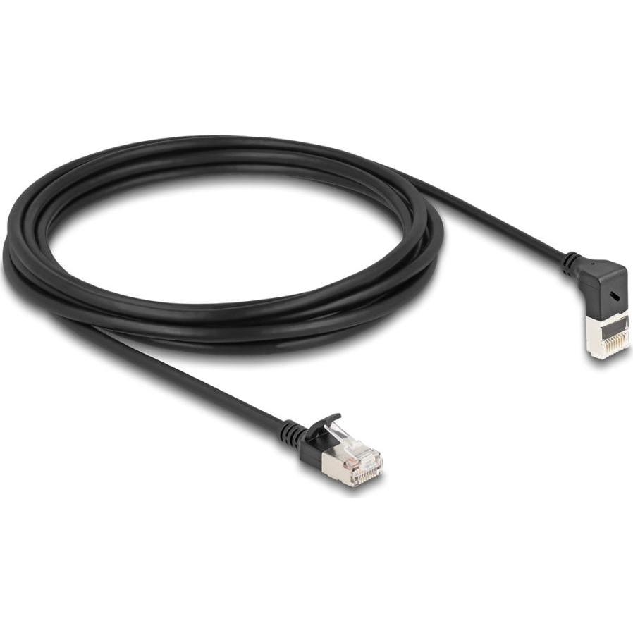 Thumbnail - Delock RJ45 Netzwerkkabel Cat.6A S/FTP Slim 90° oben gewinke (S/FTP, CAT6a, 3 m), Netzwerkkabel
