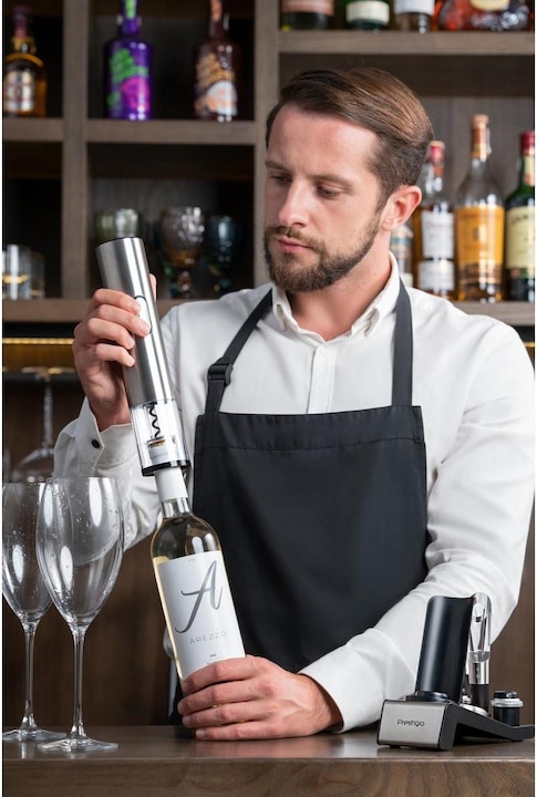 Actual product image Prestigio Bolsena electric wine opener set matt black retail (Electric corkscrew)