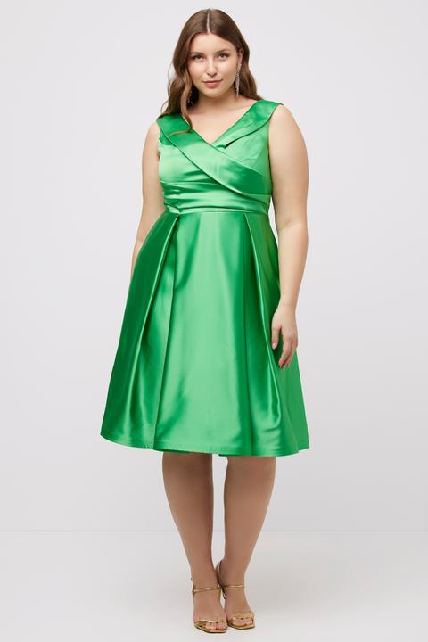 Produktbild Ulla Popken Abendkleid, A-Linie, drapiert, V-Ausschnitt, ärmellos (54)