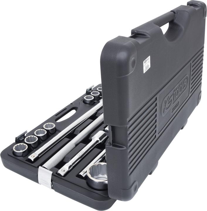 Actual product image KS Tools 1/4" socket set, 21 parts, external hexagonal, satin chrome plated (50 mm, 36 mm, 20 mm, 19 mm, 27 mm, 41 mm, 25 mm, 45 mm, 46 mm, 21 mm, 37 mm, 33 mm, 29 mm, 47 mm, 34 mm, 30 mm, 23 mm, 43 mm, 26 mm, 22 mm, 40 mm, 28 mm, 42 mm, 48 mm, 38 mm, 39 mm, 32 mm, 44 mm, 35 mm, 24 mm, 31 mm, 49 mm)