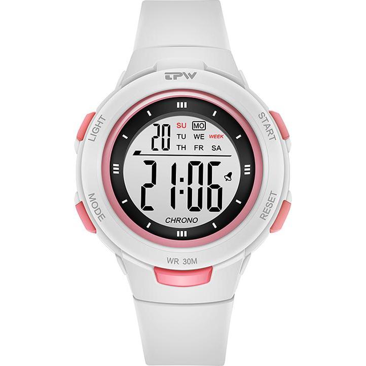 VR Shinecon, Armbanduhr, Kinderuhr, Weiss, (Digitaluhr, Chronograph, 41 mm)